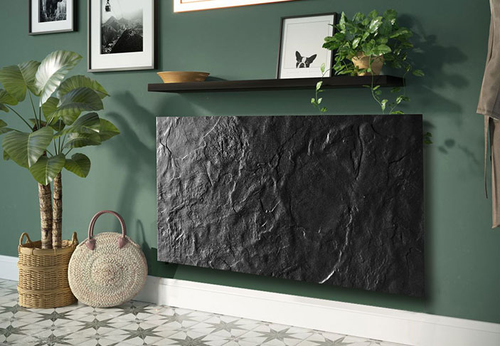 Climastar Fuji slate heater in a styled living space